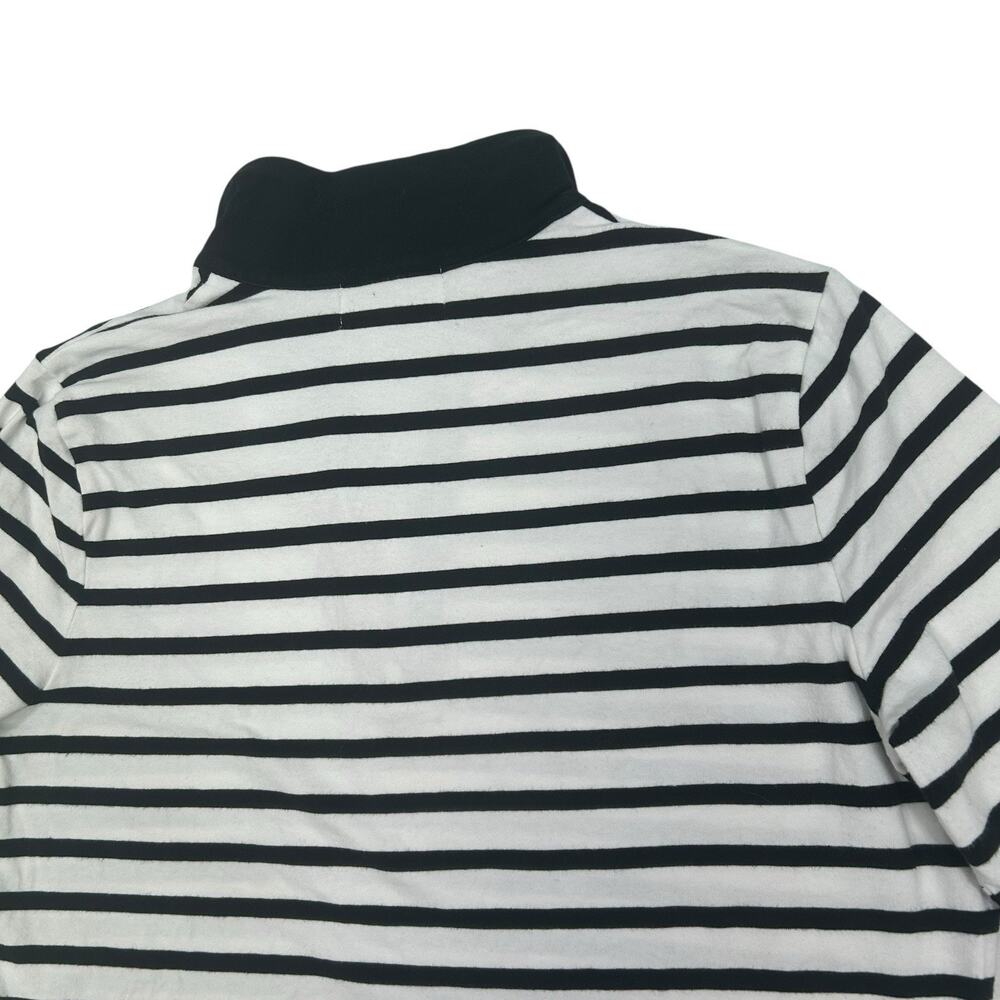 L-RL Lauren Active 1/4 Zip Mock Neck Stripe Top White Black Sz L Pickleball Golf - Picture 6 of 11